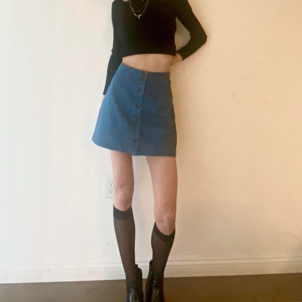 NWT Denim Button Down A Line Mini Skirt Forever 21